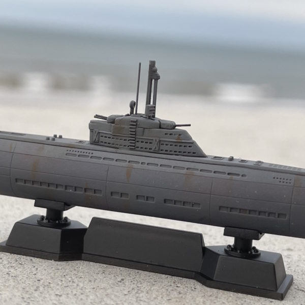 close up of 1:700 german uboat model